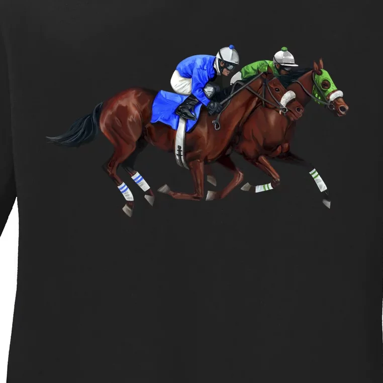 Derby Horse Racing Ladies Long Sleeve Shirt