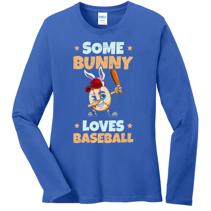 Dabbing Easter Some Bunny Loves Baseball Rabbit Cap Egg Gift Ladies Long Sleeve Shirt