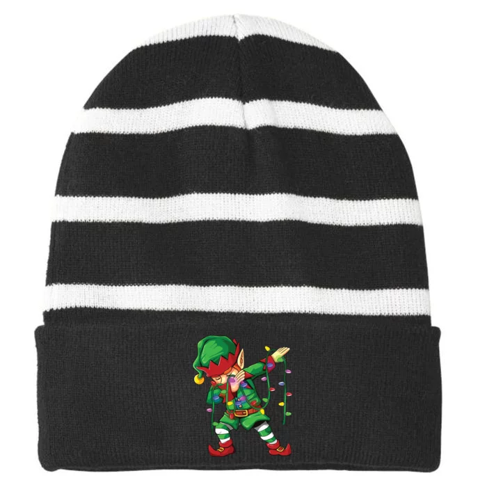 Dabbing Elf Shirts Costume Christmas Squad Striped Beanie with Solid Band