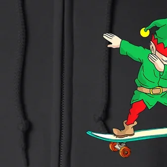 Dabbing Elf Skateboarding Boys Skateboarder Christmas Full Zip Hoodie