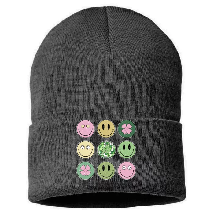 Disco Emoji St Patrick Day Cute Sustainable Knit Beanie