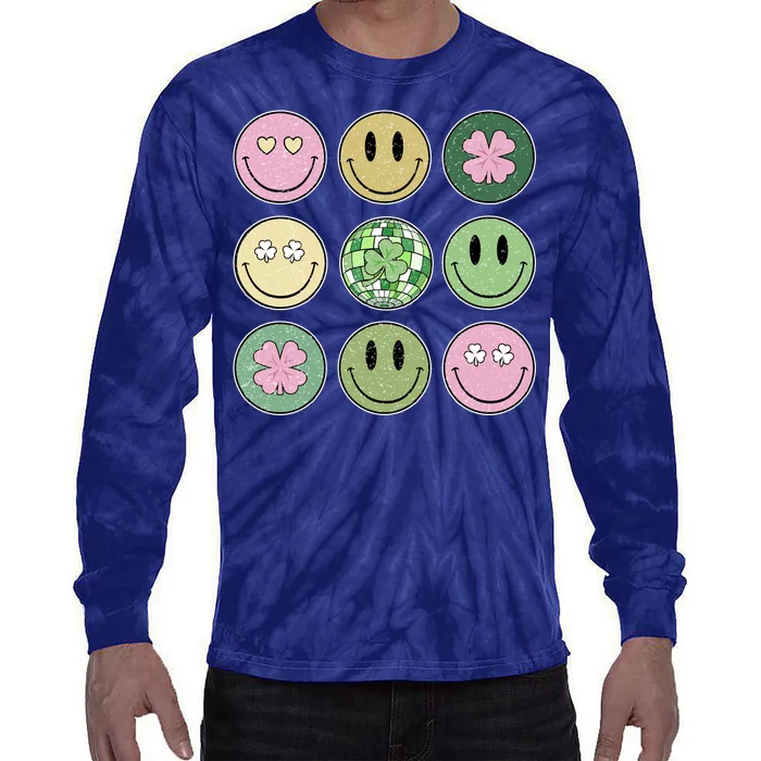 Disco Emoji St Patrick Day Cute Tie-Dye Long Sleeve Shirt