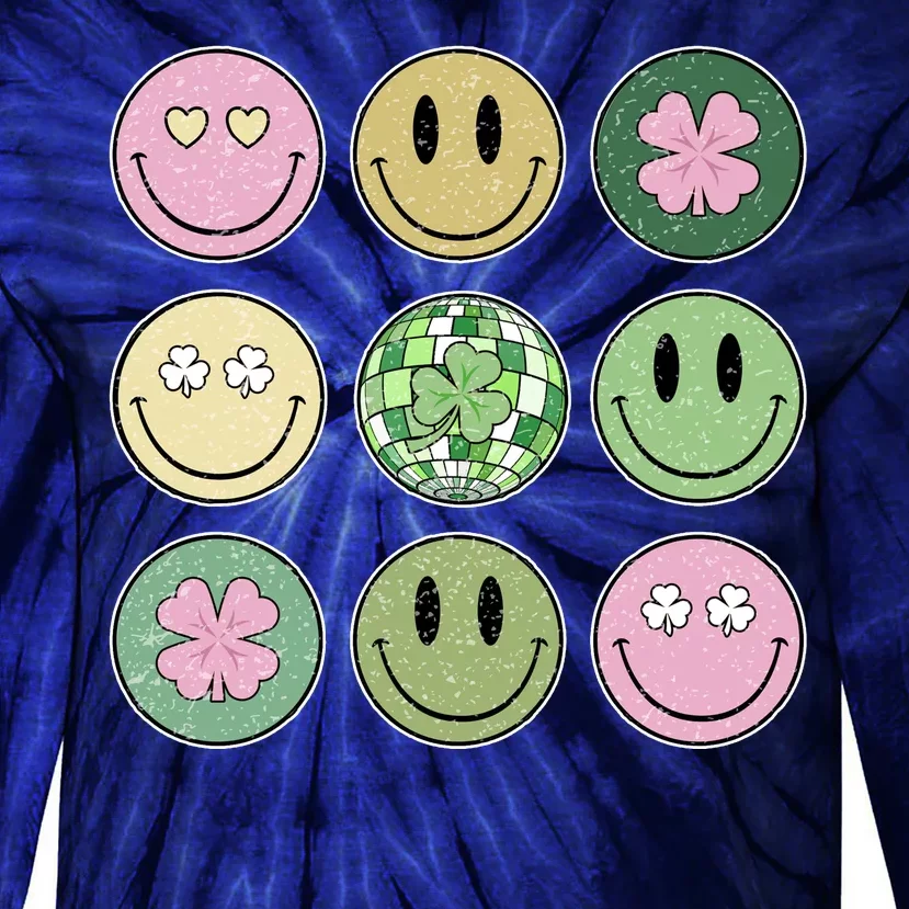 Disco Emoji St Patrick Day Cute Tie-Dye Long Sleeve Shirt