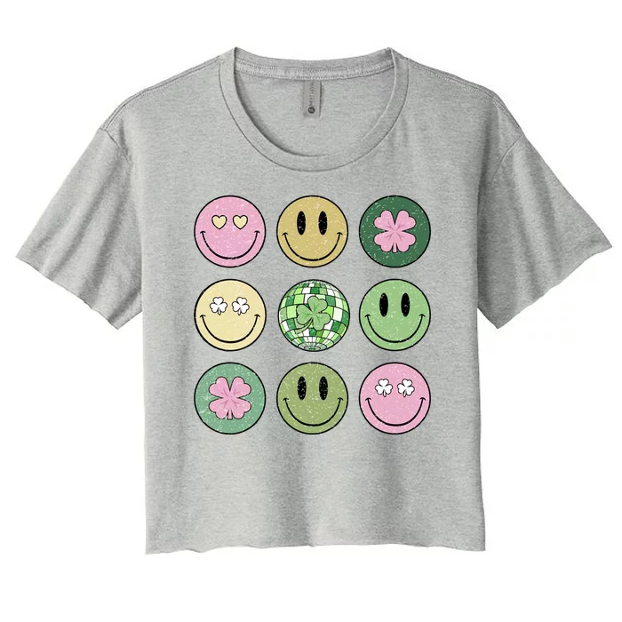 Disco Emoji St Patrick Day Cute Women's Crop Top Tee