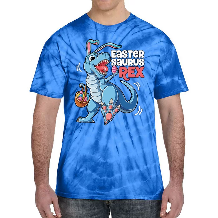 Dinosaur Easter Saurus T Rex Eggs Bunny Ears Gift Tie-Dye T-Shirt