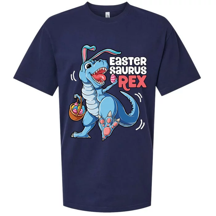 Dinosaur Easter Saurus T Rex Eggs Bunny Ears Gift Sueded Cloud Jersey T-Shirt