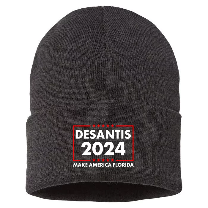 Desantis 2024 Make America Florida Election Logo Sustainable Knit Beanie