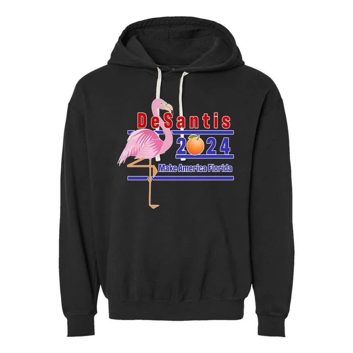 DeSantis 2024 Make America Florida Flamingo Garment-Dyed Fleece Hoodie