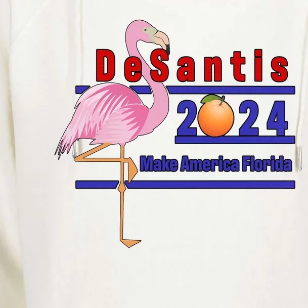 DeSantis 2024 Make America Florida Flamingo Womens Funnel Neck Pullover Hood