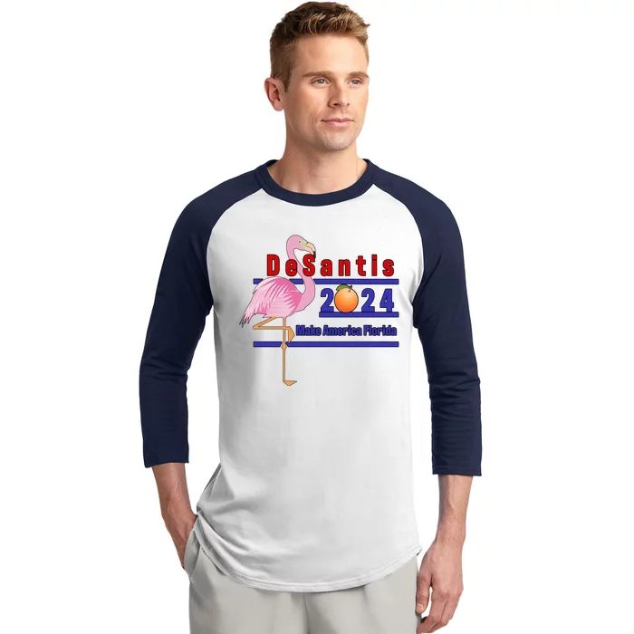 DeSantis 2024 Make America Florida Flamingo Baseball Sleeve Shirt