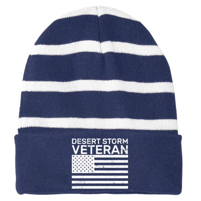 Desert Storm Veteran Striped Beanie with Solid Band