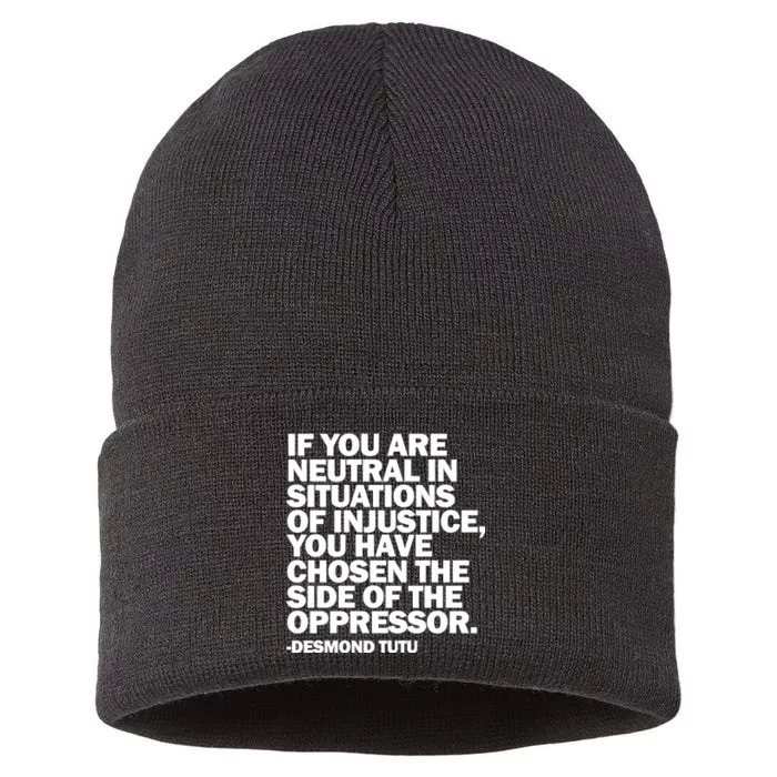 Desmond Tutu Justice Quote Sustainable Knit Beanie