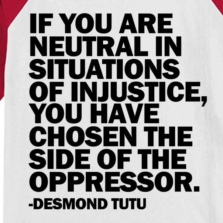 Desmond Tutu Justice Quote Kids Colorblock Raglan Jersey