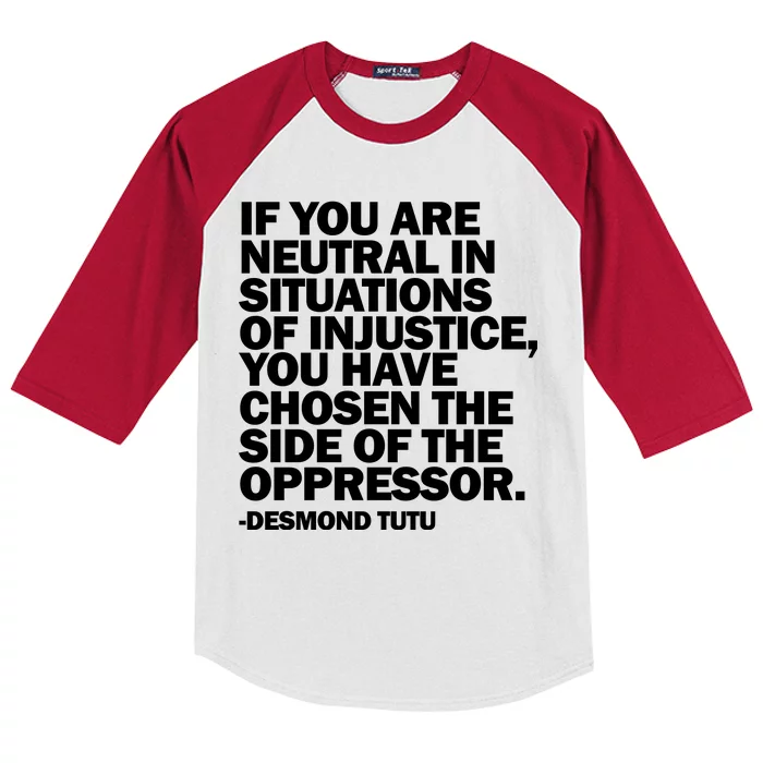 Desmond Tutu Justice Quote Kids Colorblock Raglan Jersey