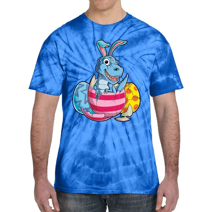 Dinosaur Easter T Rex Eggs Funny Bunny Ears Gift Tie-Dye T-Shirt