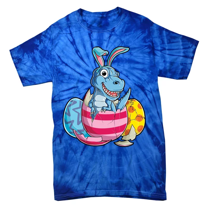 Dinosaur Easter T Rex Eggs Funny Bunny Ears Gift Tie-Dye T-Shirt