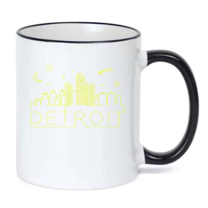 Detroit City Silhouette Black Color Changing Mug