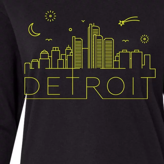 Detroit City Silhouette Womens Cotton Relaxed Long Sleeve T-Shirt