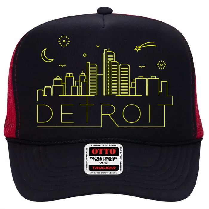 Detroit City Silhouette High Crown Mesh Trucker Hat