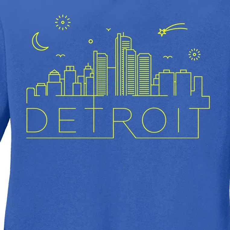 Detroit City Silhouette Ladies Long Sleeve Shirt