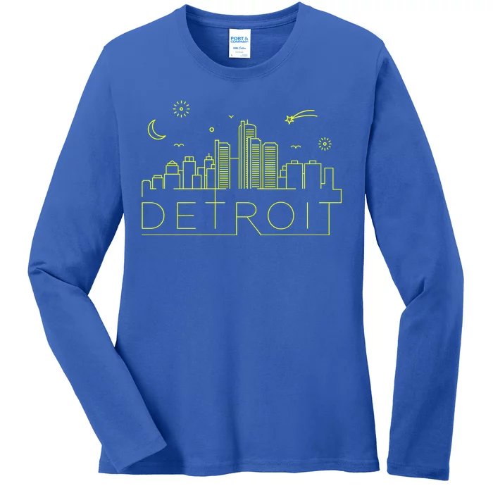 Detroit City Silhouette Ladies Long Sleeve Shirt