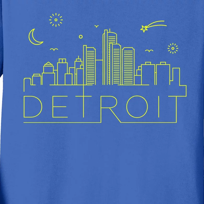 Detroit City Silhouette Kids Long Sleeve Shirt