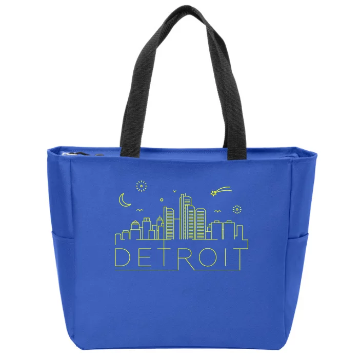 Detroit City Silhouette Zip Tote Bag