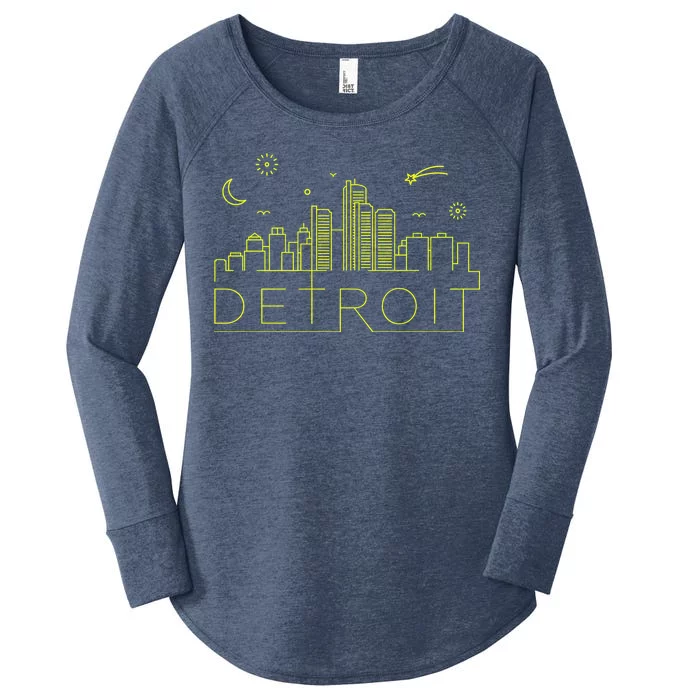 Detroit City Silhouette Women's Perfect Tri Tunic Long Sleeve Shirt