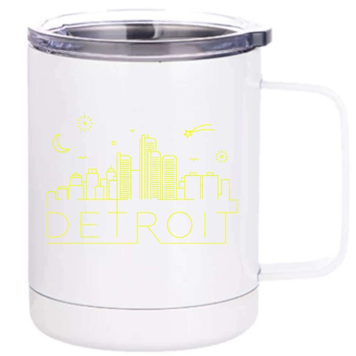 Detroit City Silhouette Front & Back 12oz Stainless Steel Tumbler Cup