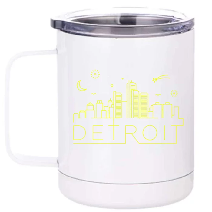 Detroit City Silhouette Front & Back 12oz Stainless Steel Tumbler Cup