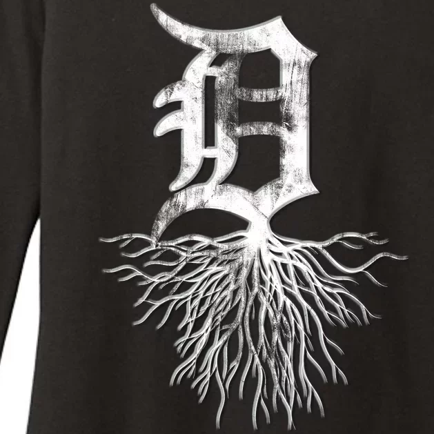 Detroit D Roots Michigan Born Rooted Womens CVC Long Sleeve Shirt