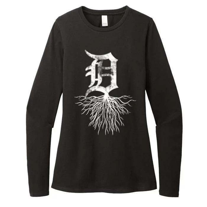 Detroit D Roots Michigan Born Rooted Womens CVC Long Sleeve Shirt