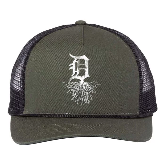 Detroit D Roots Michigan Born Rooted Retro Rope Trucker Hat Cap