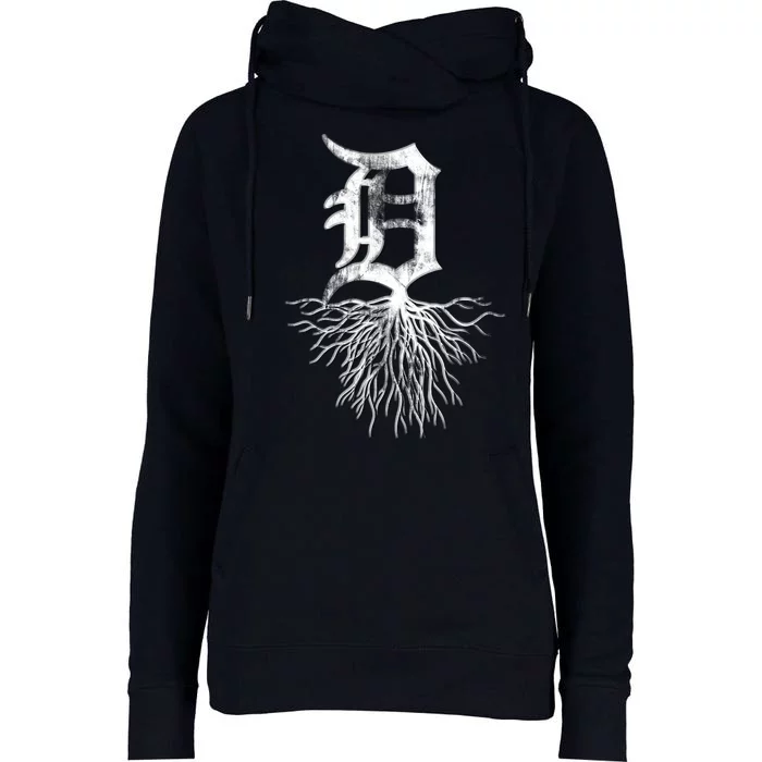 Detroit D Roots Michigan Born Rooted Womens Funnel Neck Pullover Hood