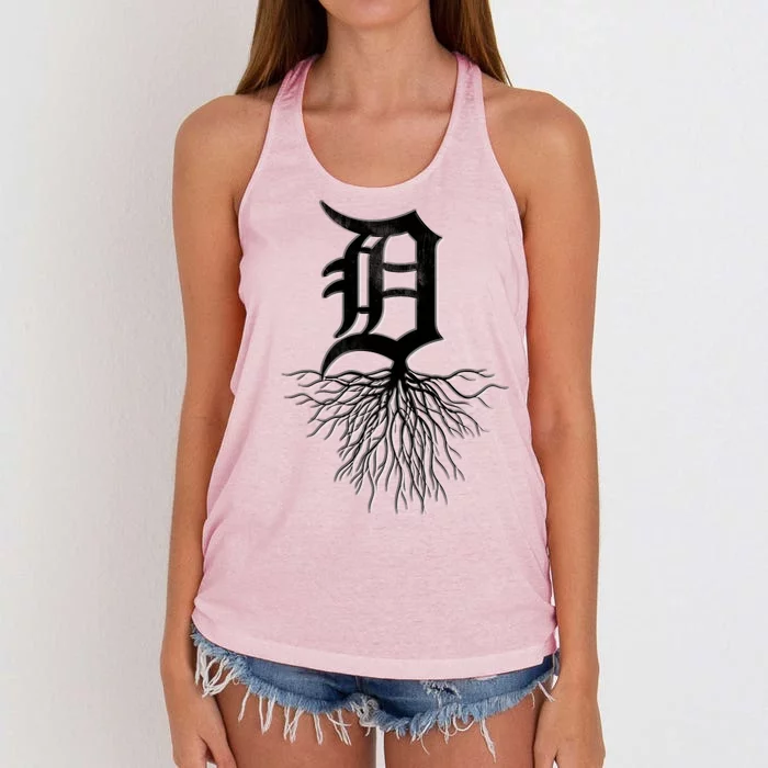 Detroit D Roots Michigan Born Rooted Women's Knotted Racerback Tank