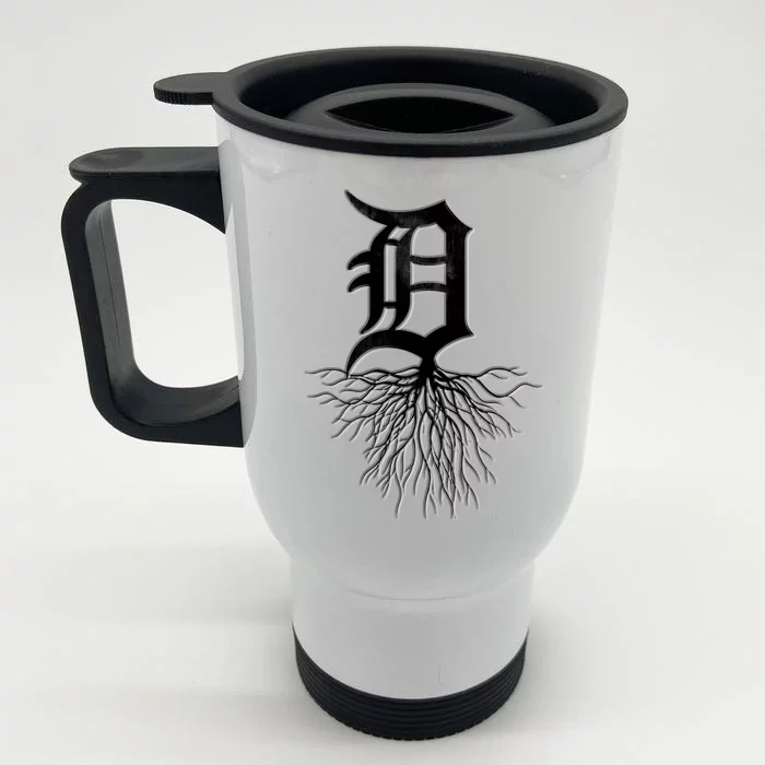 Detroit D Roots Michigan Born Rooted Front & Back Stainless Steel Travel Mug