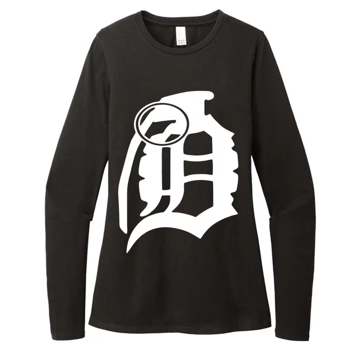 Detroit English D Grenade Michigan Logo Womens CVC Long Sleeve Shirt