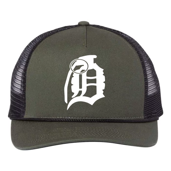 Detroit English D Grenade Michigan Logo Retro Rope Trucker Hat Cap