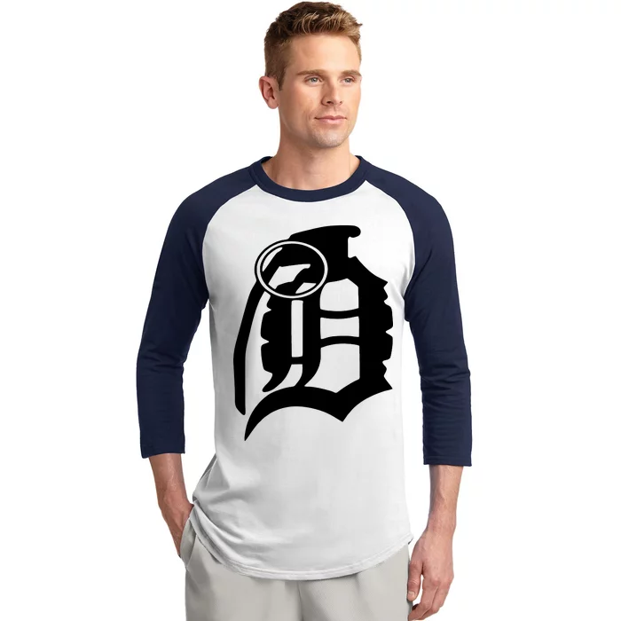 Detroit English D Grenade Michigan Logo Baseball Sleeve Shirt