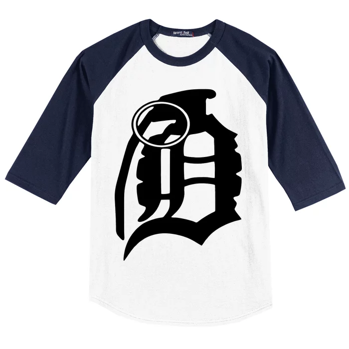 Detroit English D Grenade Michigan Logo Baseball Sleeve Shirt