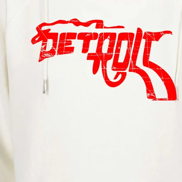 Detroit Gun n Smoke Revolver Womens Funnel Neck Pullover Hood