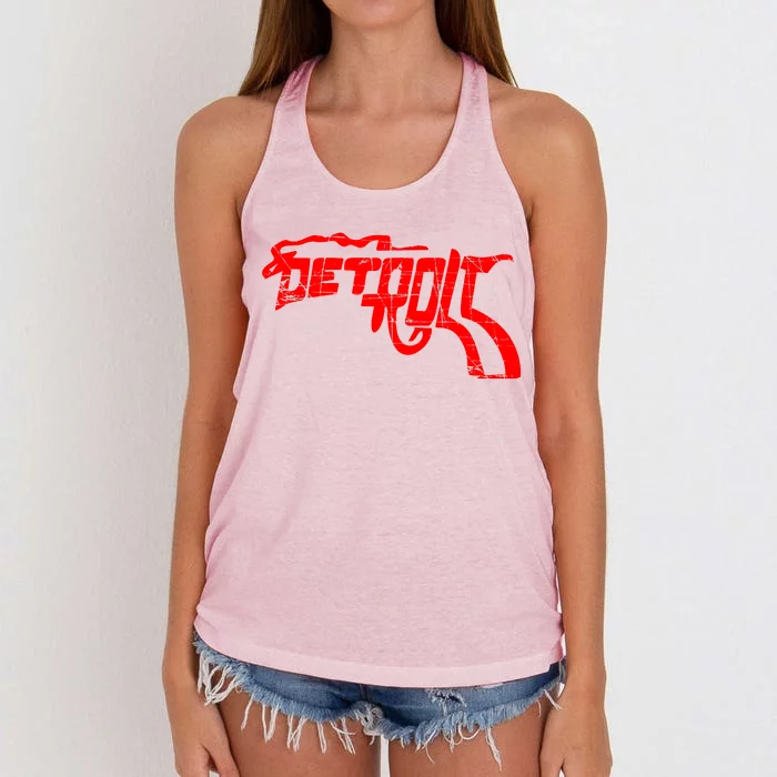 Detroit Gun n Smoke Revolver Women's Knotted Racerback Tank