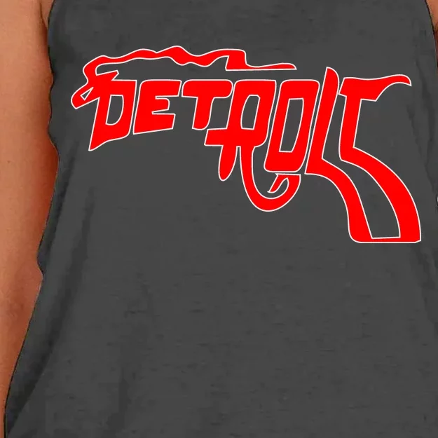 Detroit Gun Smoke Revolver Women's Knotted Racerback Tank