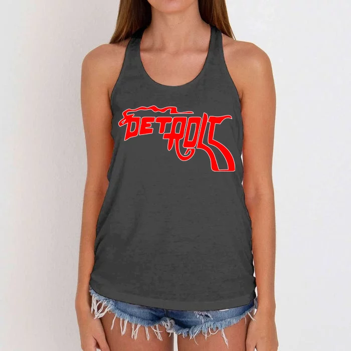 Detroit Gun Smoke Revolver Women's Knotted Racerback Tank