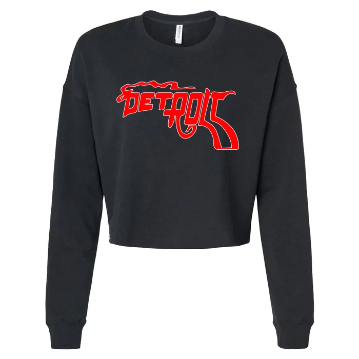 Detroit Gun Smoke Revolver Cropped Pullover Crew