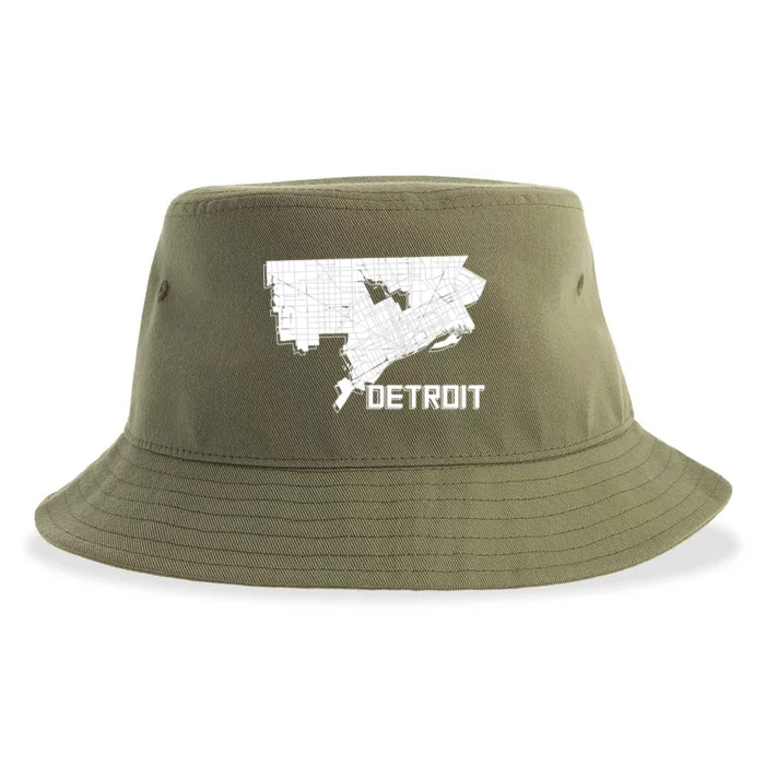 Detroit Illustration Map Sustainable Bucket Hat