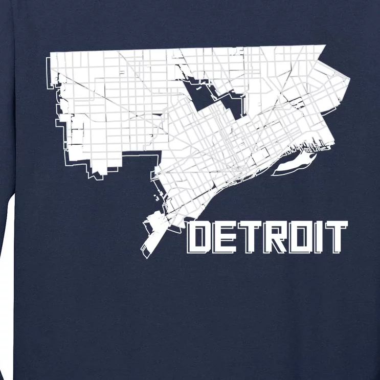 Detroit Illustration Map Tall Long Sleeve T-Shirt