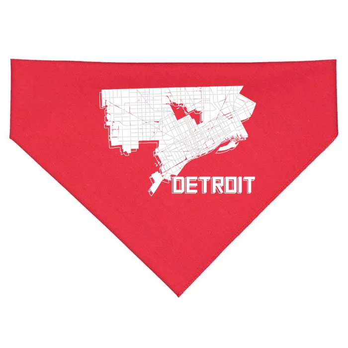 Detroit Illustration Map USA-Made Doggie Bandana