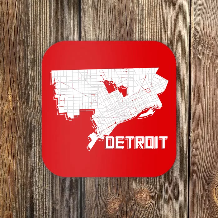 Detroit Illustration Map Coaster