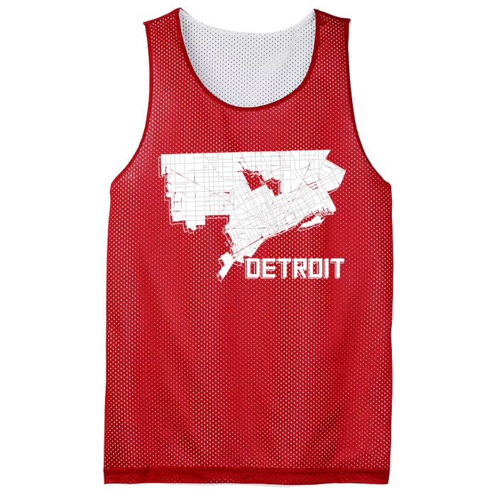 Detroit Illustration Map Mesh Reversible Basketball Jersey Tank